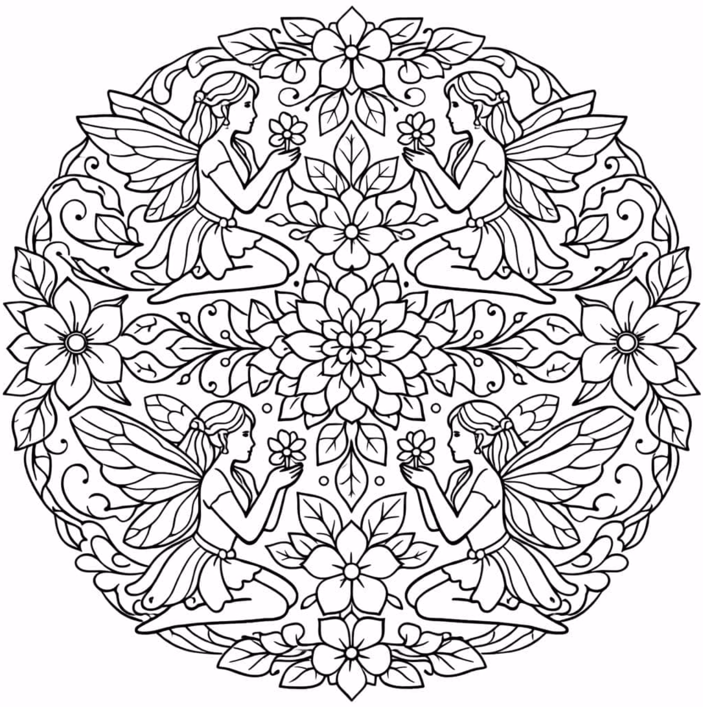 Mandalas de hadas para colorear 3