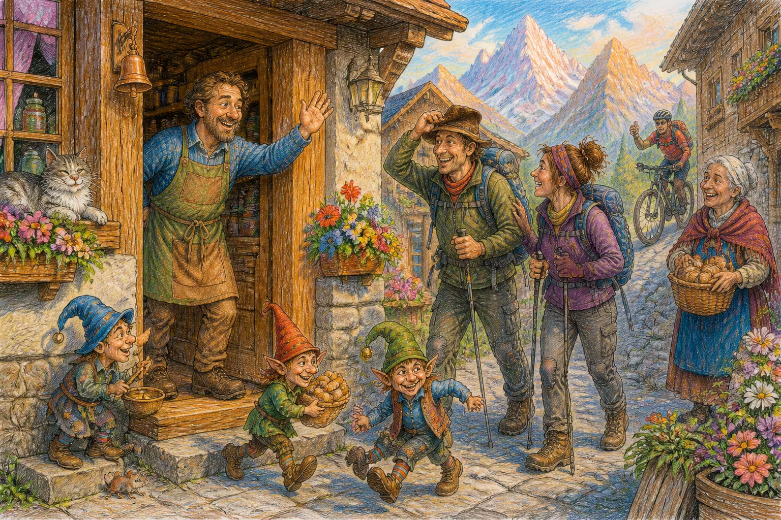 Eine Magikitos-Szene, die den Ausdruck Grüezi mitenand zeigt