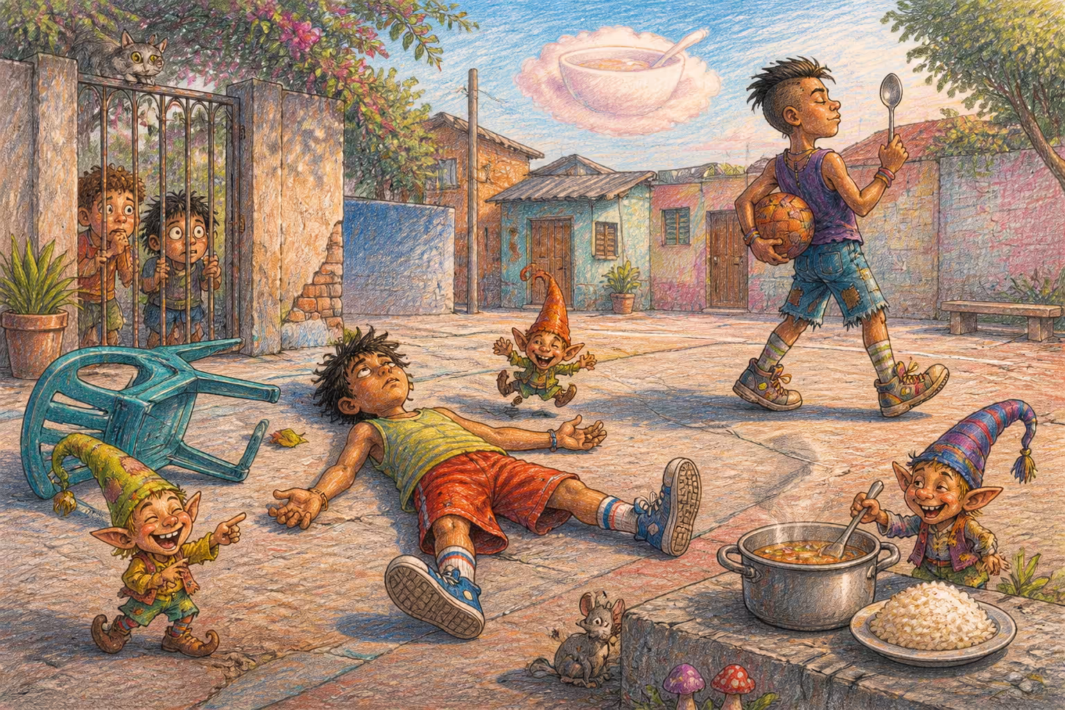 Escena de los Magikitos que ilustra la expresión Dar sopa y seco