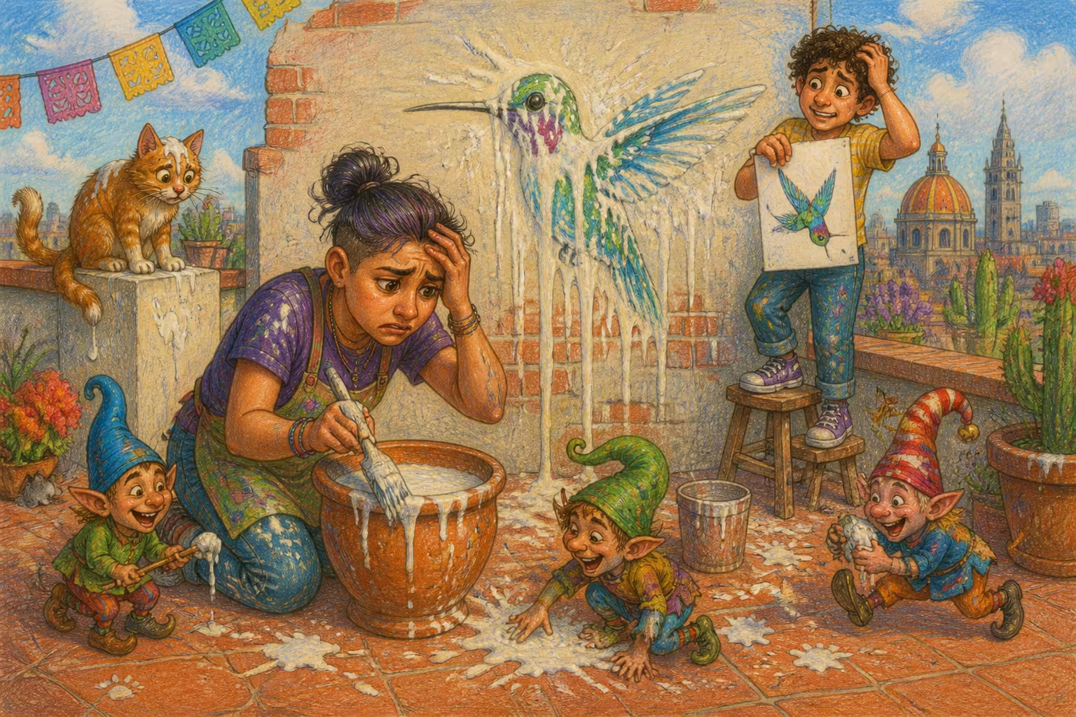 Escena de los Magikitos que ilustra la expresión Se me hizo bolas el engrudo