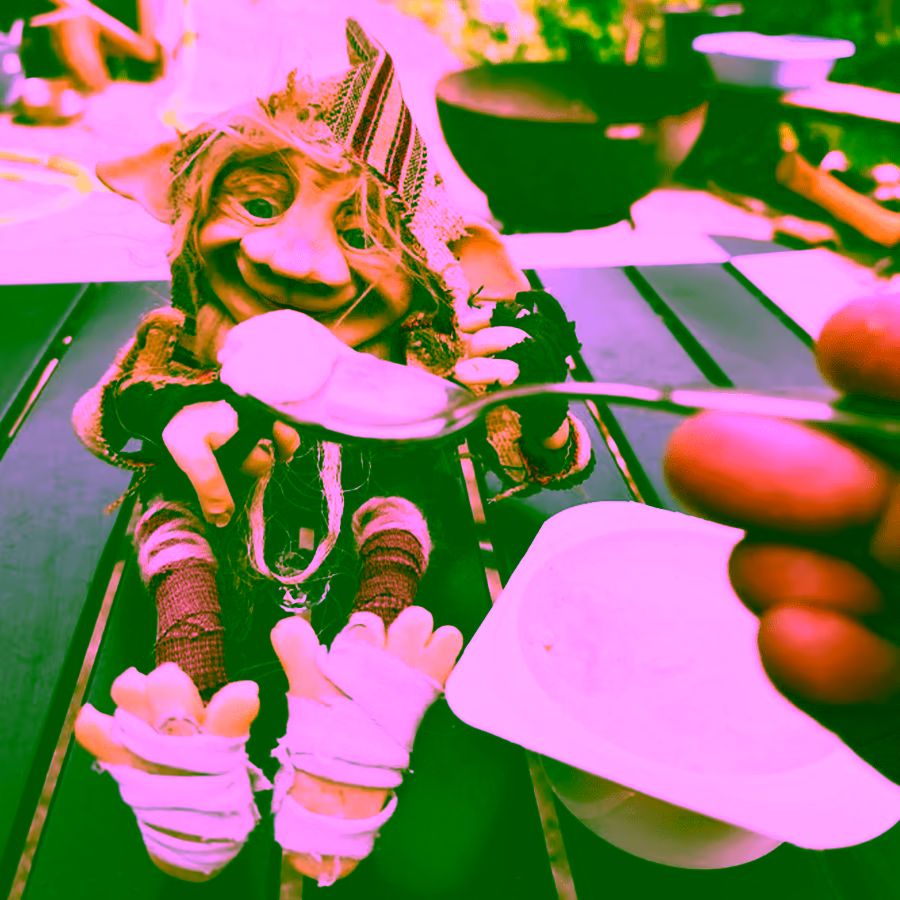 Magikito comiendo yogur