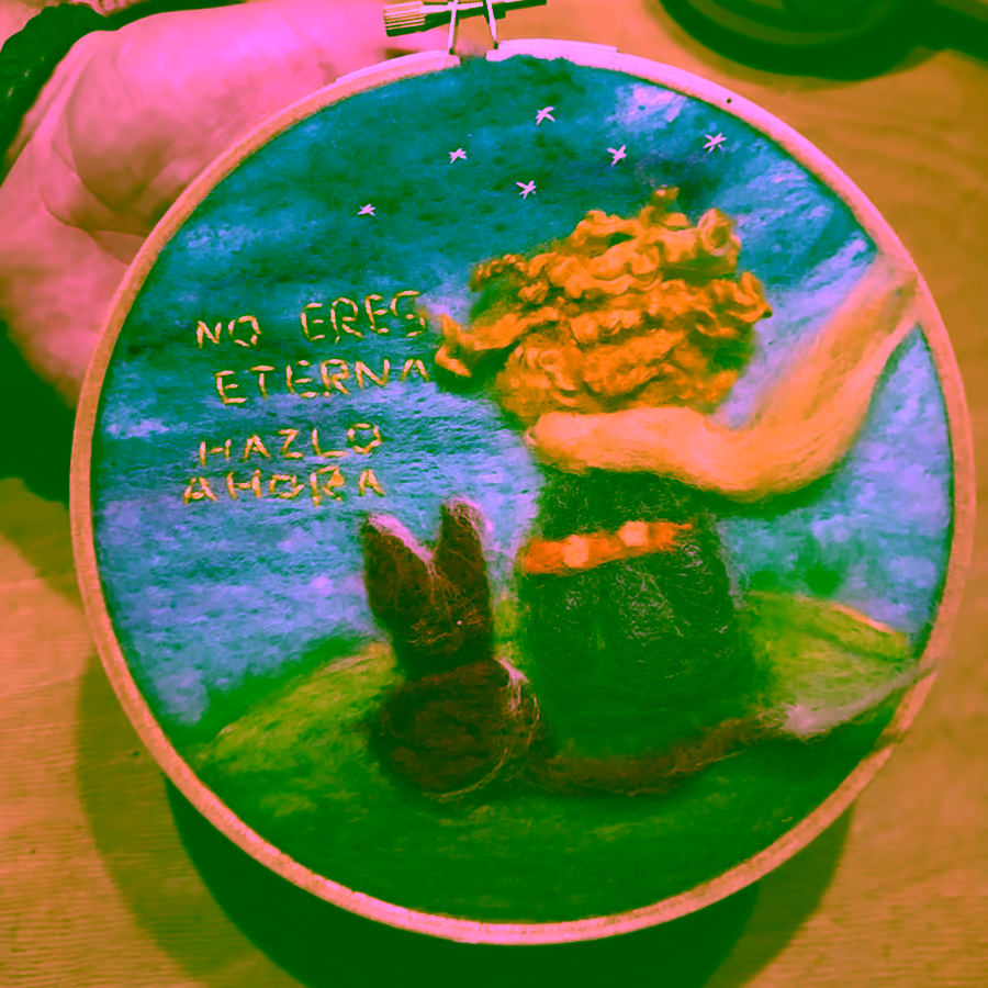 Mensaje en cuadro de lana