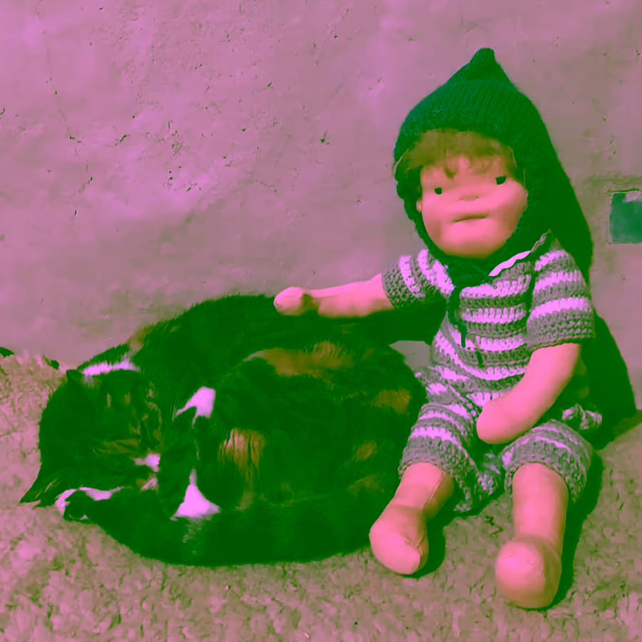 Muñeca amigurumi con gato