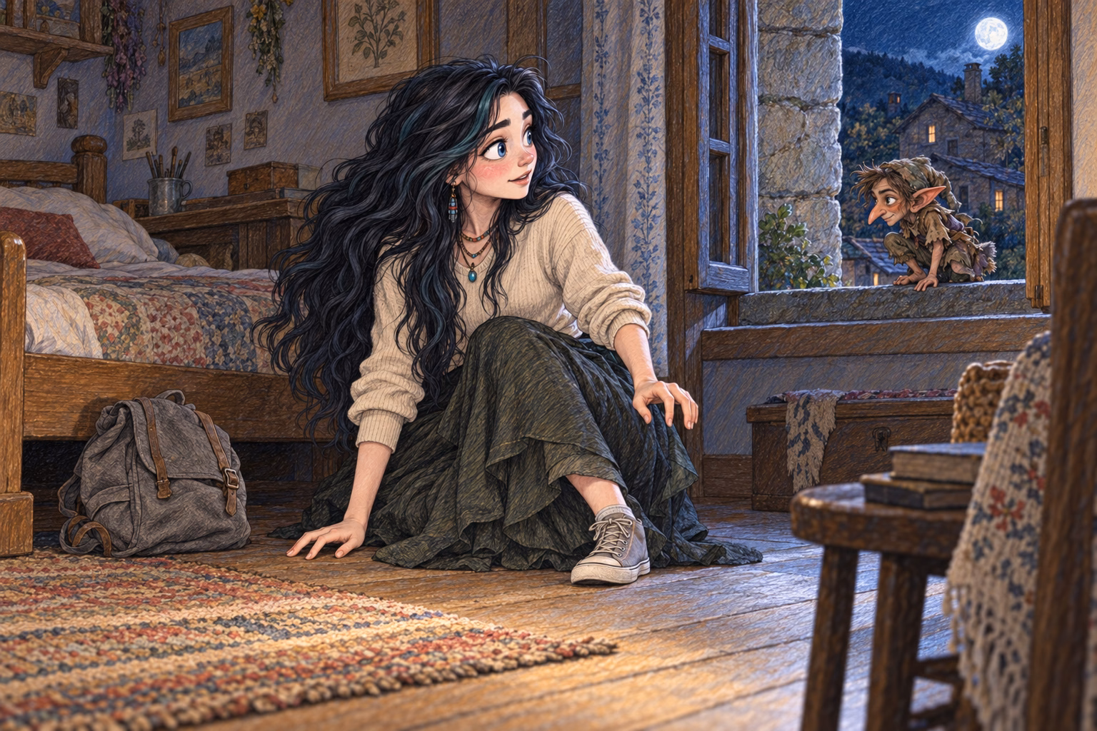 Eva recuerda al pequeño duende del alféizar, la noche en que se atrevió a marcharse de casa.